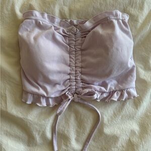 Women's Lavender Lilac Ruched Bandeau Crop Top